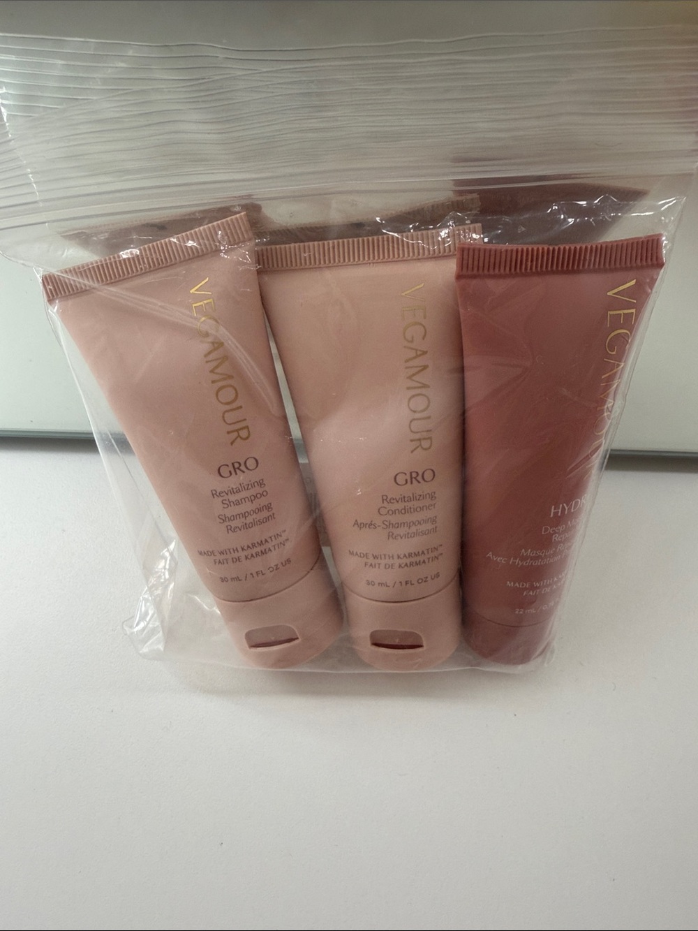 VEGAMOUR GRO & HYDRATE Travel Hair Treatment Trio - Pink
